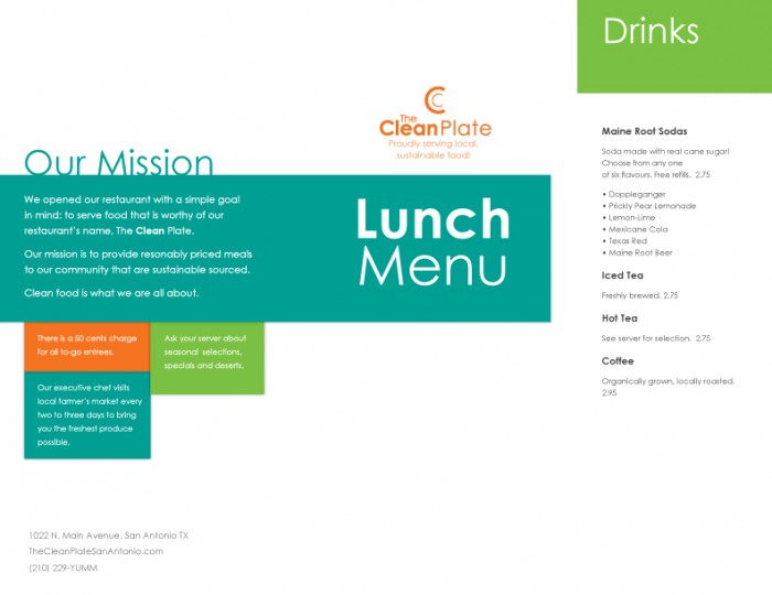 The Clean Plate Menu + Logo